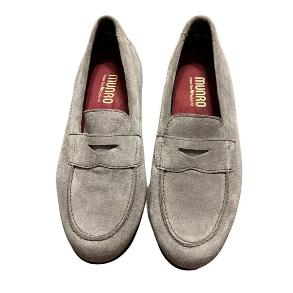 Pre-Owned Munro Katie Gray Suede Platform Penny Loafers Size 7.5 - Excellent Con - Picture 1 of 9